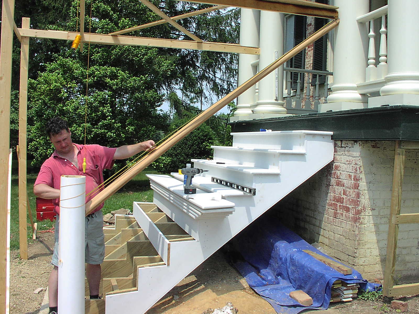 Cutting in curved hand rail.